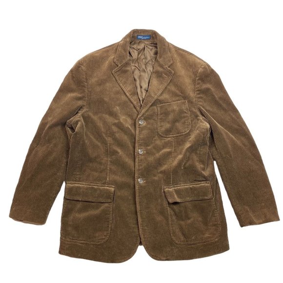 NWT Vtg Polo Ralph Lauren Men Corduroy Suit Blazer Jacket Knit XL Rare Brown